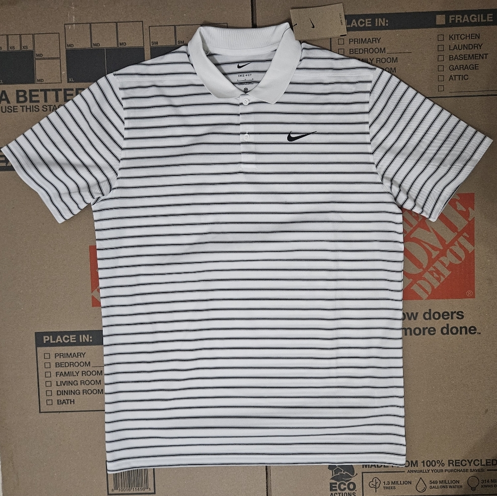 Nike Dri-Fit Victory Striped Golf Polo White